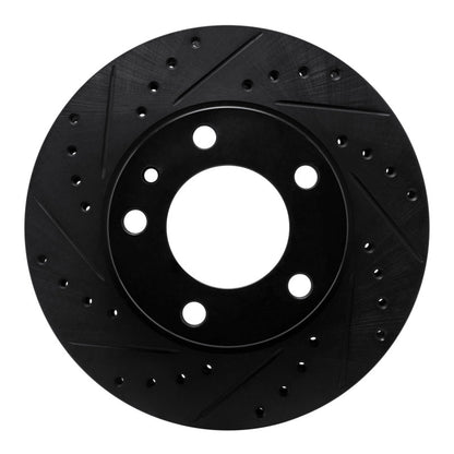 R1 Concepts R1 82-89 BMW 635CSI Front Left Drilled & Slotted Black Brake Rotor