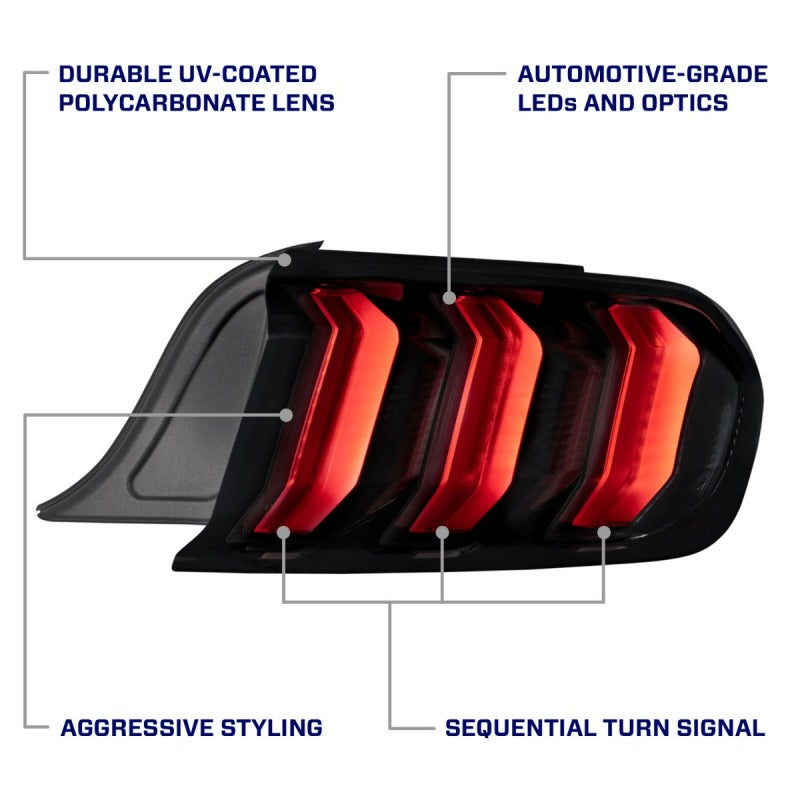 Form Lighting 2015-2023 Ford Mustang LED Tail Lights Smoke (Pair)