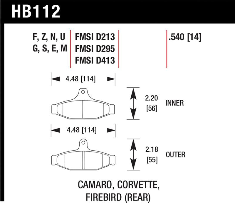 Hawk Performance Hawk 84-96 Corvette /88.5-97 Pontiac Firebird Blue 9012 Race Rear Brake Pad