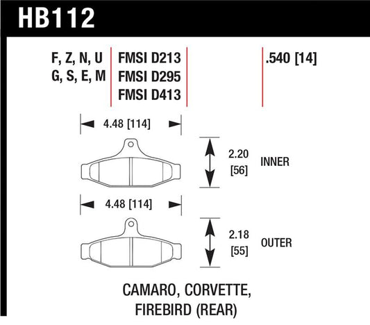 Hawk Performance Hawk 84-96 Corvette /88.5-97 Pontiac Firebird Blue 9012 Race Rear Brake Pad
