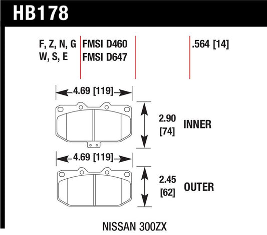 Hawk Performance Hawk 06-07 WRX / 89-96 Nissan 300ZX / 89-93 Skyline GT-R HP+ Street Front Brake Pads