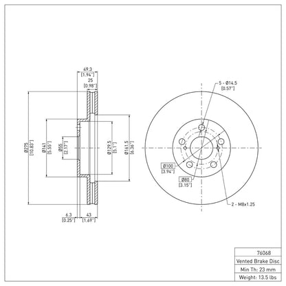 DFC 00-10 Pontiac Vibe Front Brake Rotor
