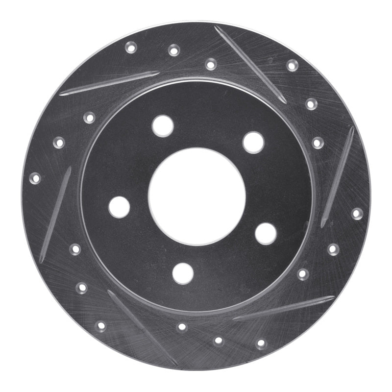 R1 Concepts R1 94-04 Ford Mustang Rear Right Drilled & Slotted Silver Brake Rotor