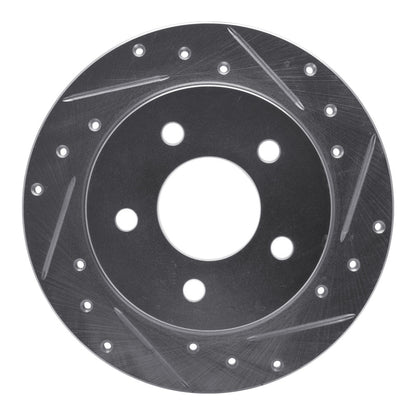 R1 Concepts R1 94-04 Ford Mustang Rear Right Drilled & Slotted Silver Brake Rotor