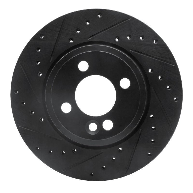 R1 Concepts R1 07-15 Mini Cooper Clubman Front Left Drilled & Slotted Black Brake Rotor