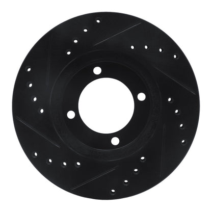 R1 Concepts R1 84-87 Toyota Cressida Front Right Drilled & Slotted Black Brake Rotor