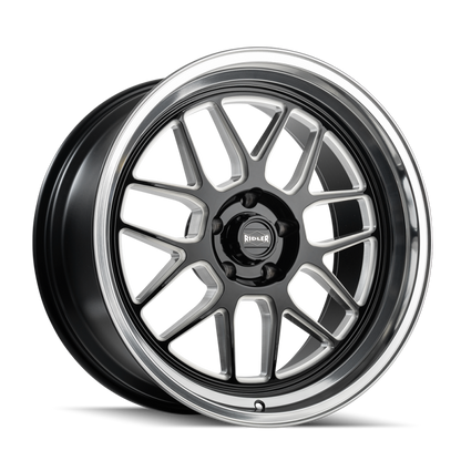 Ridler Wheels Ridler 611 17x8 / 5x114.3 BP / 0mm Offset / 83.82mm Hub Gls Blk/Mill w/ Diamond Cut Lip Wheel