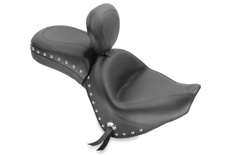 Mustang Motorcycle Mustang 06-21 Kawasaki Vulcan 900 Classic, Custom Touring 1PC Seat w/Driver Backrest Studs - Black
