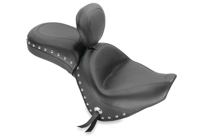 Mustang Motorcycle Mustang 06-21 Kawasaki Vulcan 900 Classic, Custom Touring 1PC Seat w/Driver Backrest Studs - Black