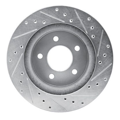 R1 Concepts R1 82-90 Ford Mustang Rear Left Drilled & Slotted Silver Brake Rotor