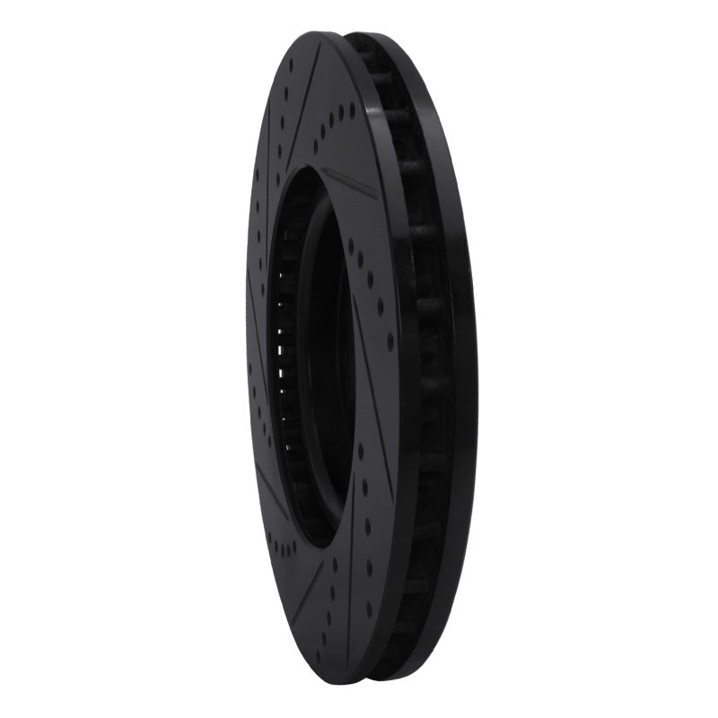 R1 Concepts R1 03-06 Mitsubishi Lancer Front Right Drilled & Slotted Black Brake Rotor