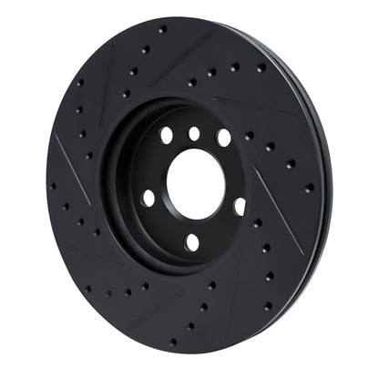 R1 Concepts R1 16-24 Mini Cooper (Excl Clubman) Front Right Drilled & Slotted Black Brake Rotor