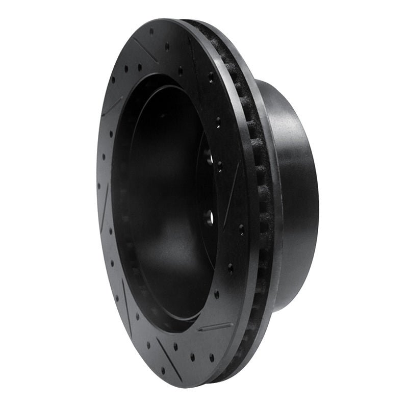 R1 Concepts R1 99-07 Ford E-250 Econoline Rear Left Drilled & Slotted Black Brake Rotor