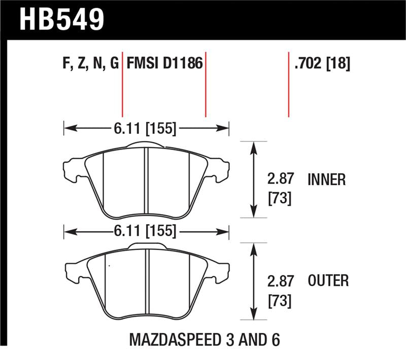 Hawk Performance Hawk 2007-2013 Mazda 3 Mazdaspeed HPS 5.0 Front Brake Pads