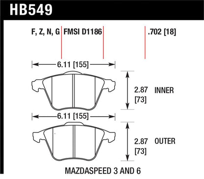 Hawk Performance Hawk 2007-2013 Mazda 3 Mazdaspeed HPS 5.0 Front Brake Pads