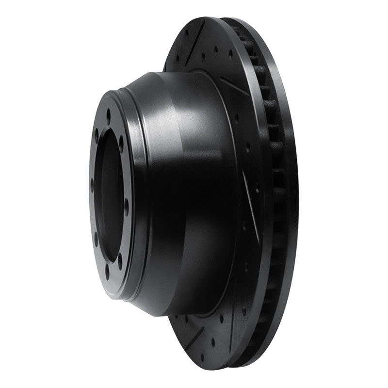 R1 Concepts R1 99-04 Ford F-350 Super Duty 2WD Rear Left Drilled & Slotted Black Brake Rotor