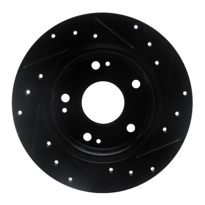 R1 Concepts R1 2016-2025 Honda Civic Coupe Rear Left Drilled & Slotted Black Brake Rotor