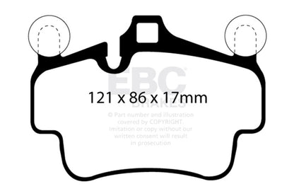 EBC 07-08 Porsche 911 (997) (Cast Iron Rotor only) 3.6 Carrera 2 Yellowstuff Front Brake Pads