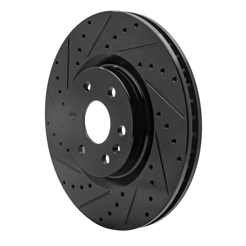 R1 Concepts R1 10-16 Cadillac SRX Front Left Drilled & Slotted Black Brake Rotor