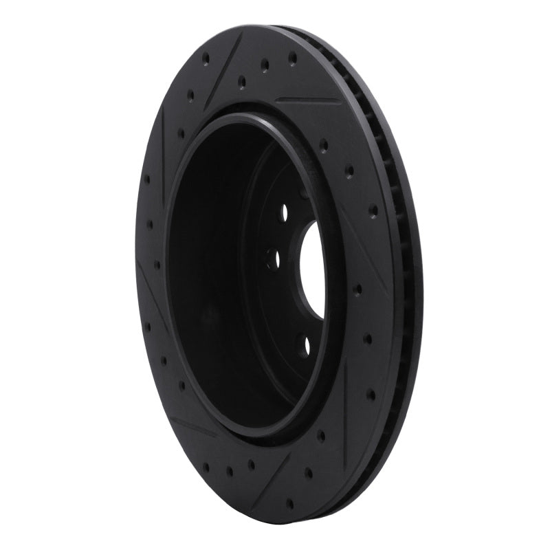 R1 Concepts R1 08-12 Land Rover LR2 Rear Right Drilled & Slotted Black Brake Rotor