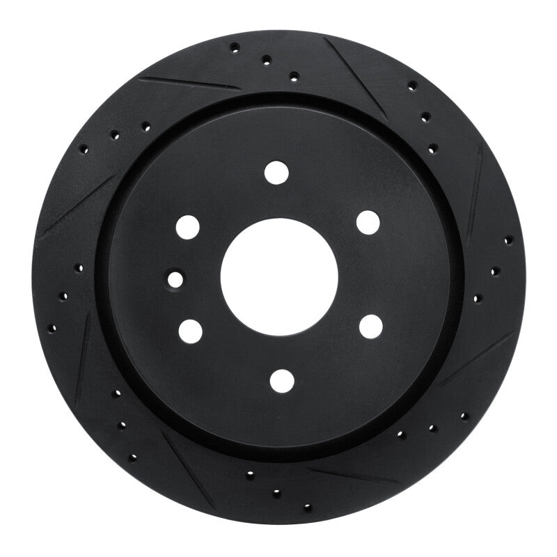 R1 Concepts R1 13-19 Cadillac XTS Rear Right Drilled & Slotted Black Brake Rotor