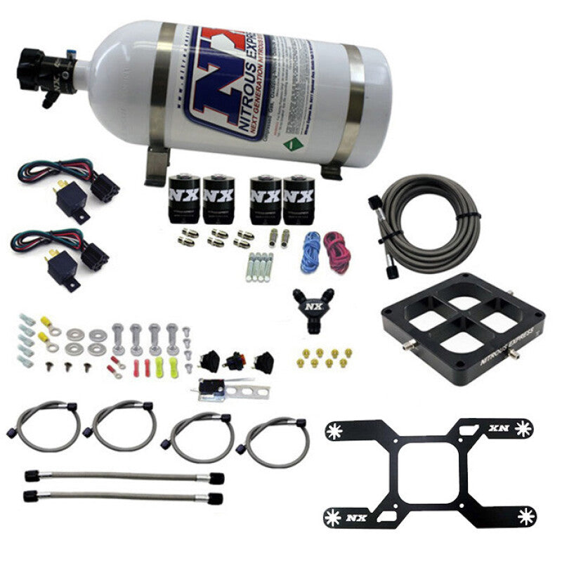 Nitrous Express Dominator Dual Stage Billet Crossbar Nitrous Kit (50-300 & 100-500HP) w/10lb Bottle