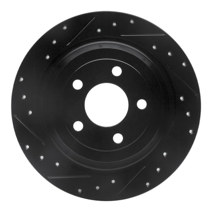 R1 Concepts R1 15-23 Ford Mustang Rear Left Drilled & Slotted Black Brake Rotor