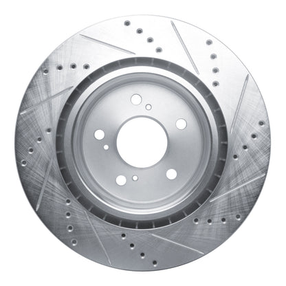 R1 Concepts R1 2021-2025 Acura TLX Front Left Drilled & Slotted Silver Brake Rotor