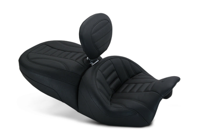 Mustang Motorcycle Mustang 15-21 Harley Freewheeler Touring Forward Deluxe 1PC Seat w/Driver Backrest - Black
