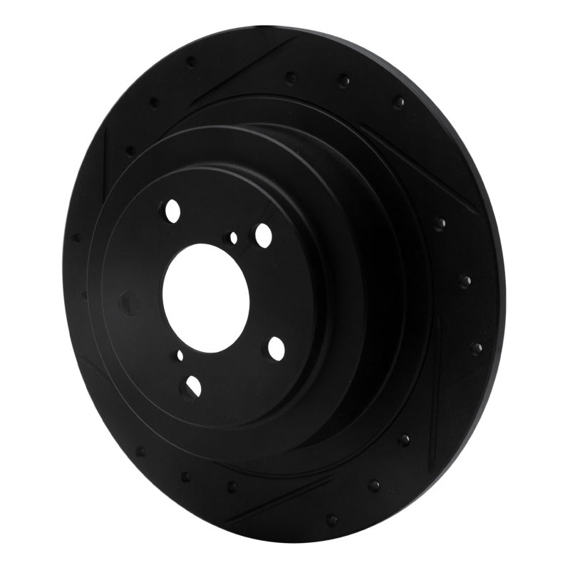 R1 Concepts R1 00-06 Subaru Outback Rear Left Drilled & Slotted Black Brake Rotor