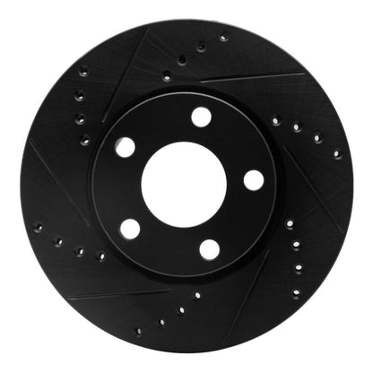 R1 Concepts R1 90-97 Audi S6 Front Left Drilled & Slotted Black Brake Rotor