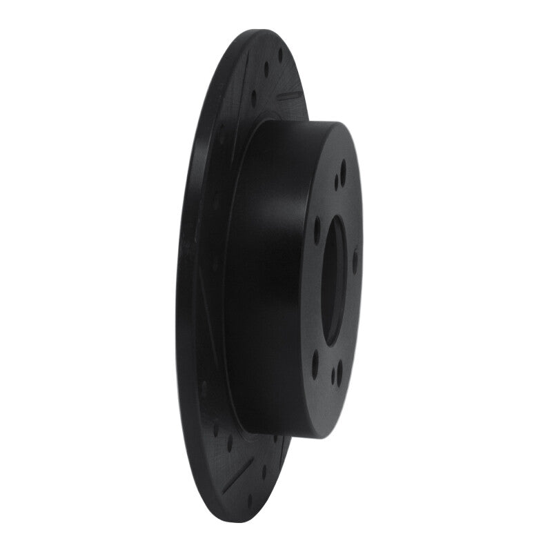 R1 Concepts R1 94-98 Nissan 240SX Rear Left Drilled & Slotted Black Brake Rotor