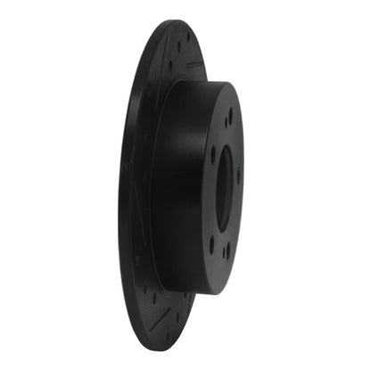 R1 Concepts R1 94-98 Nissan 240SX Rear Left Drilled & Slotted Black Brake Rotor