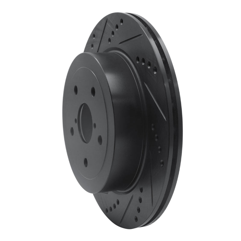 R1 Concepts R1 05-07 Subaru Impreza Rear Left Drilled & Slotted Black Brake Rotor