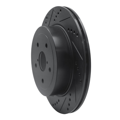 R1 Concepts R1 05-07 Subaru Impreza Rear Left Drilled & Slotted Black Brake Rotor