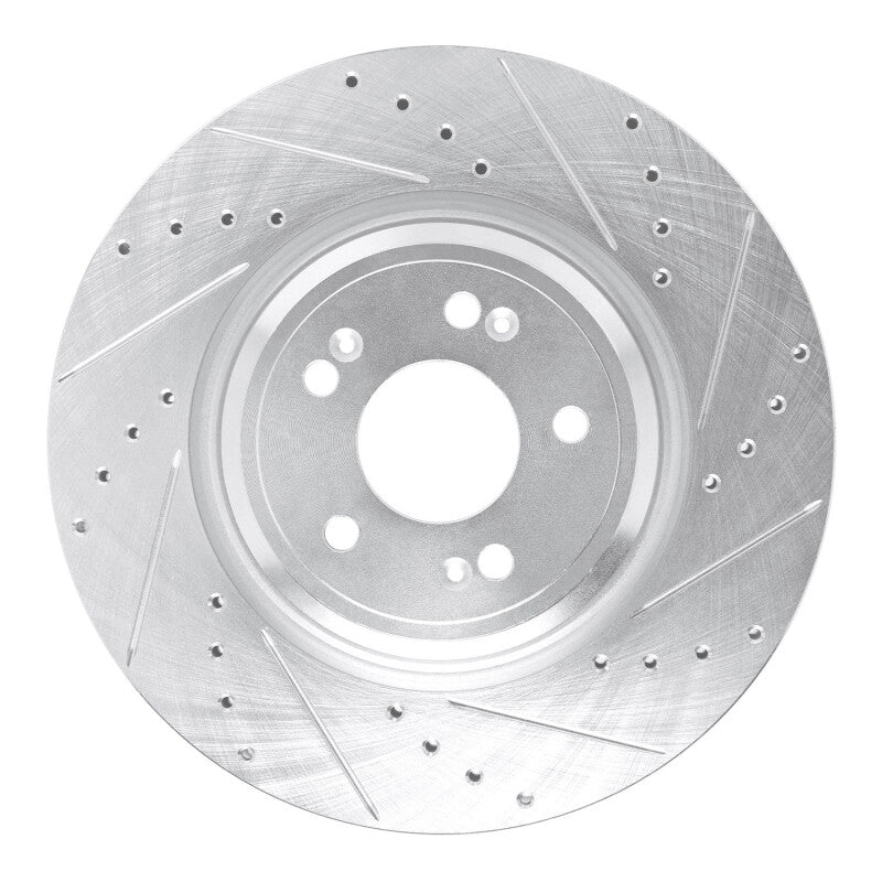 R1 Concepts R1 21-25 Genesis GV70 Front Right Drilled & Slotted Silver Brake Rotor