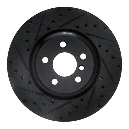 R1 Concepts R1 16-25 BMW 430I Rear Left Drilled & Slotted Black Brake Rotor