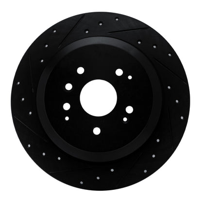 R1 Concepts R1 14-16 Acura MDX Rear Left Drilled & Slotted Black Brake Rotor