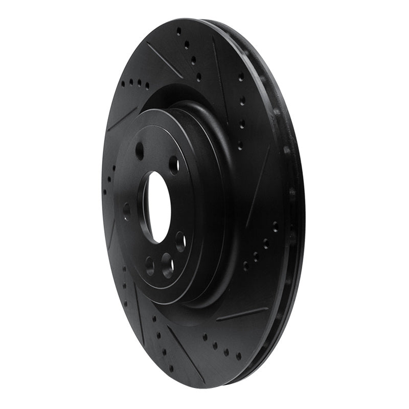 R1 Concepts R1 2017-2020 Jaguar I-Pace Rear Right Drilled & Slotted Black Brake Rotor