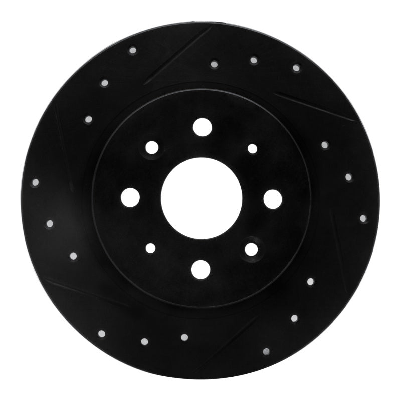 R1 Concepts R1 98-03 Kia Sephia Rear Left Drilled & Slotted Black Brake Rotor