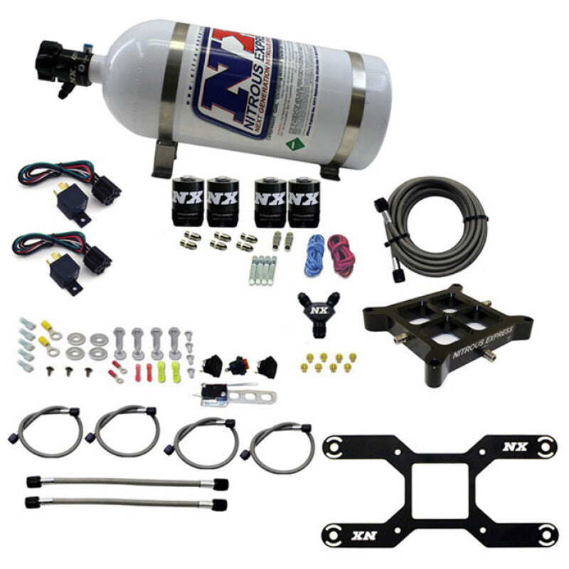 Nitrous Express 4150 Dual Stage Billet Crossbar Nitrous Kit (50-300 & 100-500HP) w/10lb Bottle