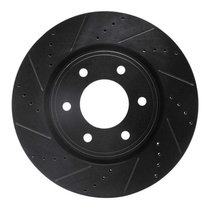 R1 Concepts R1 07-24 Infiniti QX56 Front Left Drilled & Slotted Black Brake Rotor