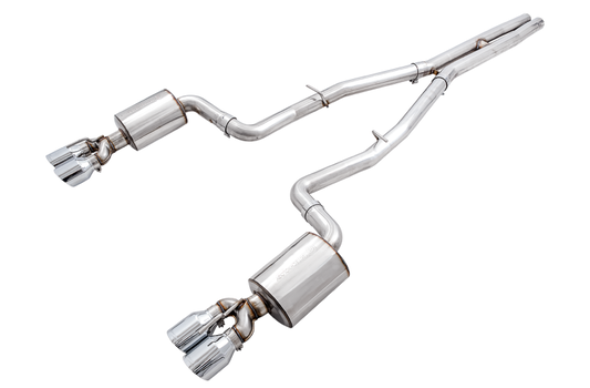 AWE Tuning 2017+ Challenger 5.7L Touring Edition Exhaust - Non-Resonated - Chrome Silver Quad Tips
