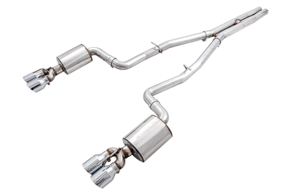 AWE Tuning 2015+ Dodge Challenger 6.4L/6.2L Non-Resonated Touring Edition Exhaust - Quad Silver Tips