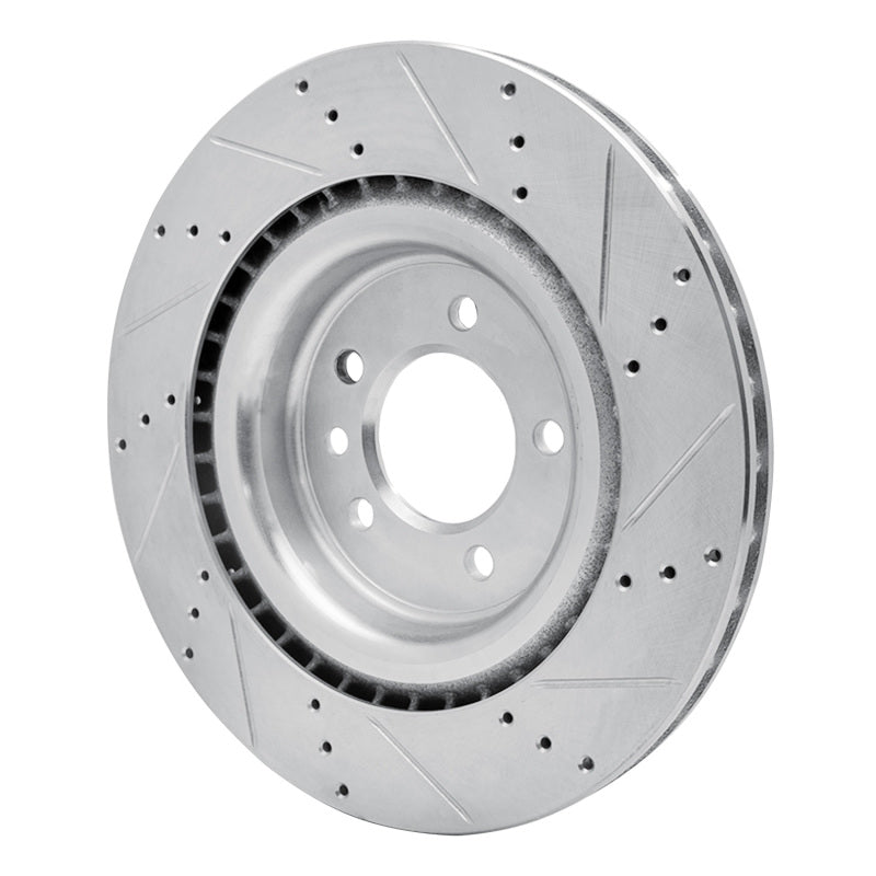 R1 Concepts R1 14-24 Land Rover Range Rover Rear Left Drilled & Slotted Silver Brake Rotor