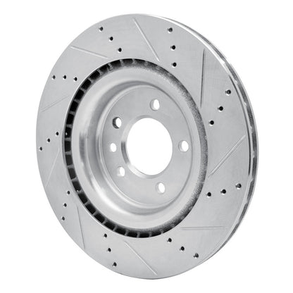 R1 Concepts R1 14-24 Land Rover Range Rover Rear Left Drilled & Slotted Silver Brake Rotor