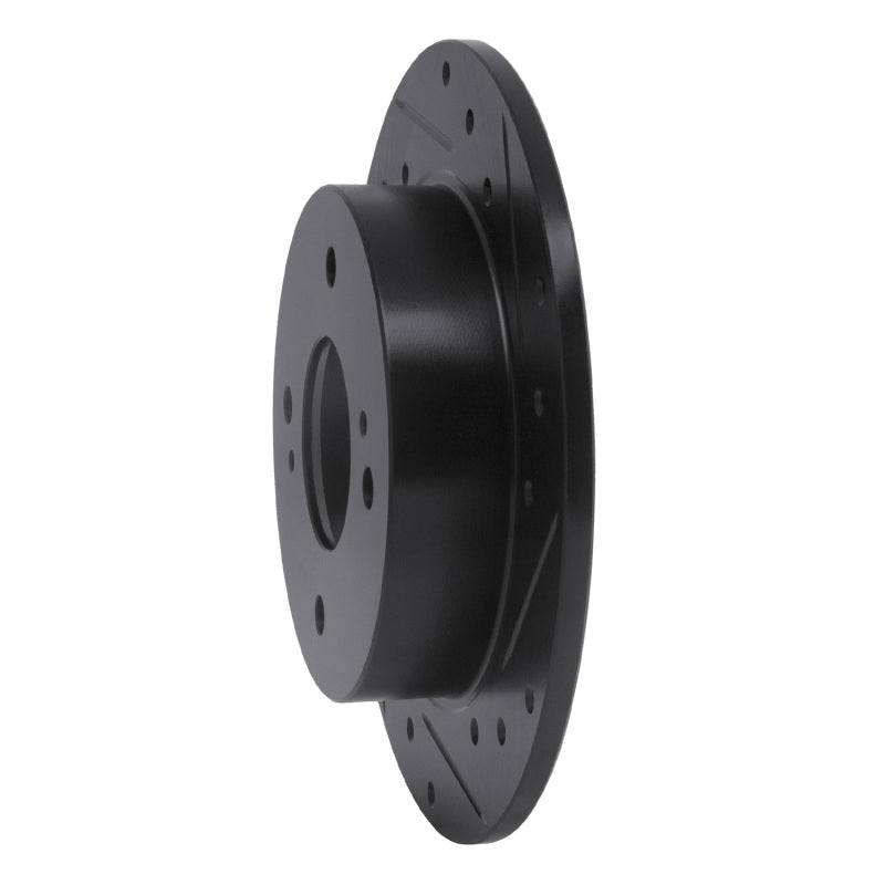 R1 Concepts R1 89-98 Nissan 240SX Rear Right Drilled & Slotted Black Brake Rotor