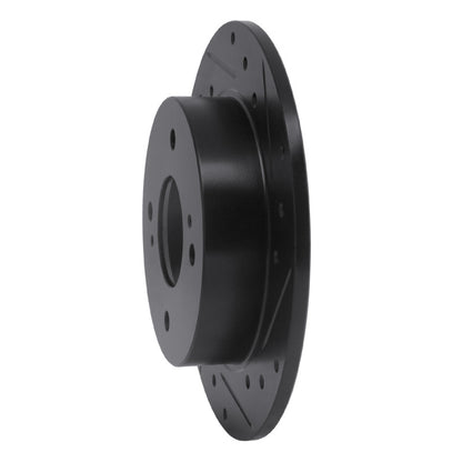 R1 Concepts R1 89-98 Nissan 240SX Rear Right Drilled & Slotted Black Brake Rotor