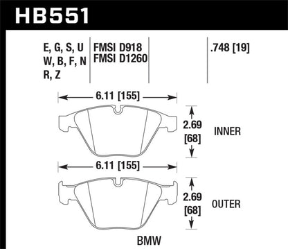 Hawk Performance Hawk 2011 BMW 1 Series M 3.0L Base Front ER-1 Brake Pads