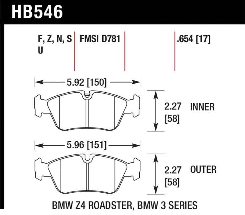 Hawk Performance Hawk 08 BMW Z4 3.0L HPS 5.0 Front Brake Pads